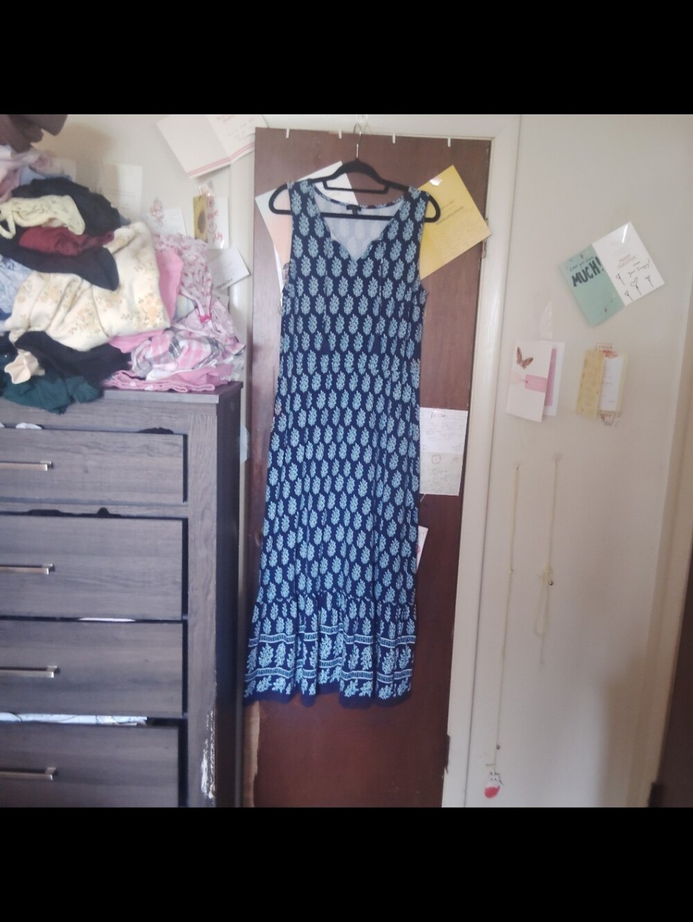 TALBOTS Jersey Sleeveless Maxi Dress - Allover Tree Block Print Size Large - Picture 4 of 9